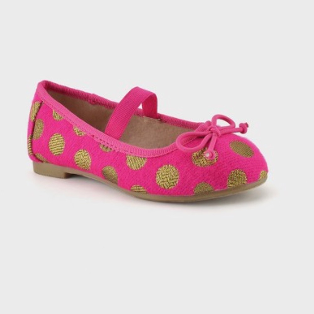 Fuschia Pink and Gold Polka Dot Ballerina Flats